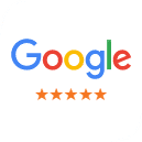 Google logo with five-star rating for Tide Dental Orthodontics & Dental Implants